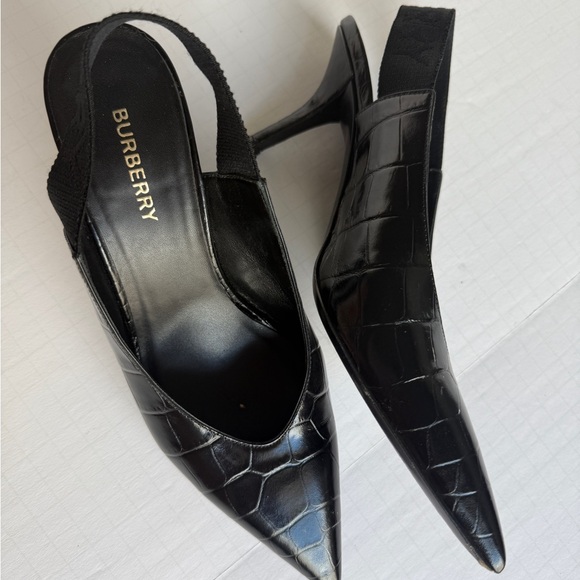 Burberry Black Leather Slingback Heels - Picture 6 of 9